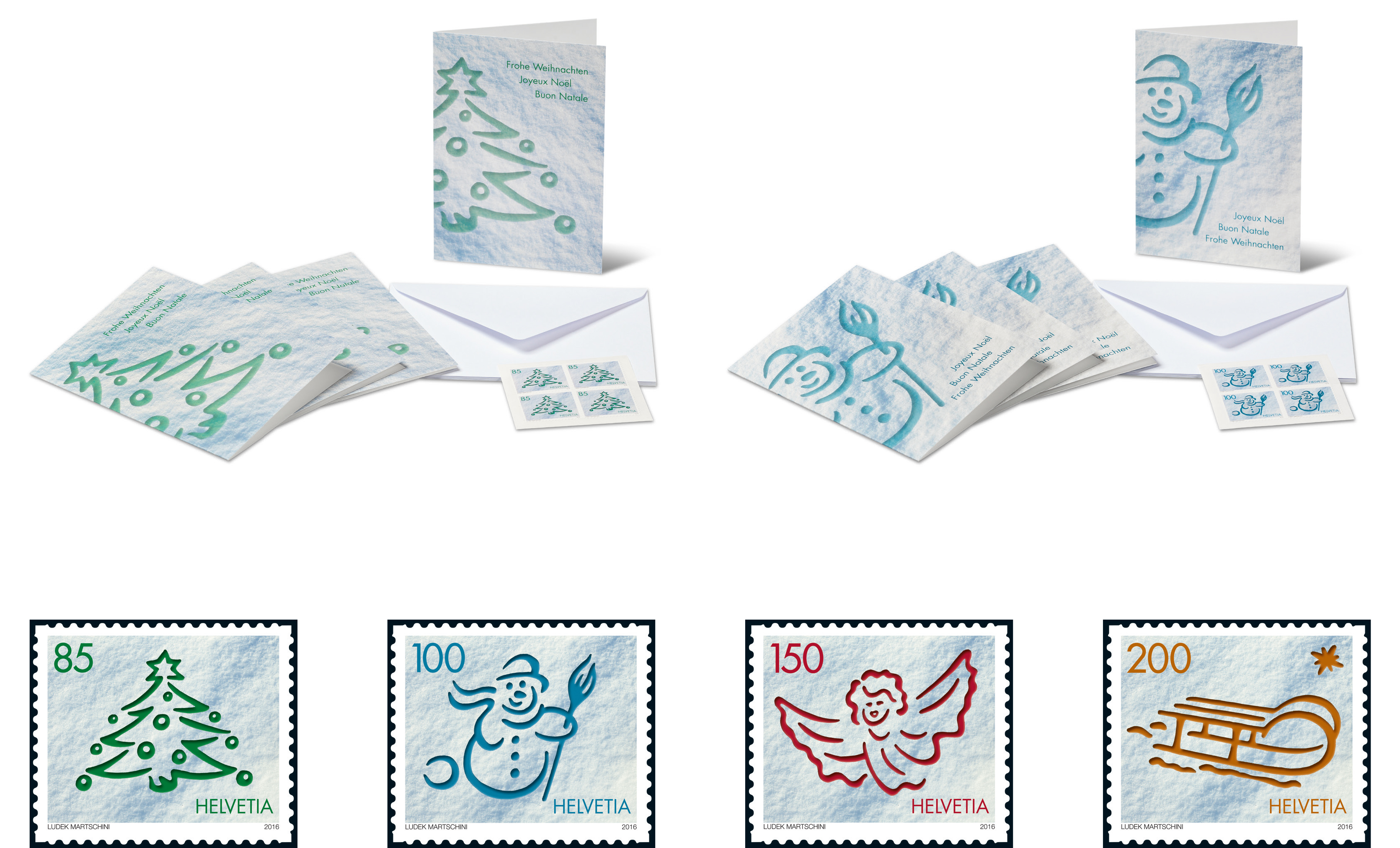 4er-Serie Weihnachts-Briefmarken